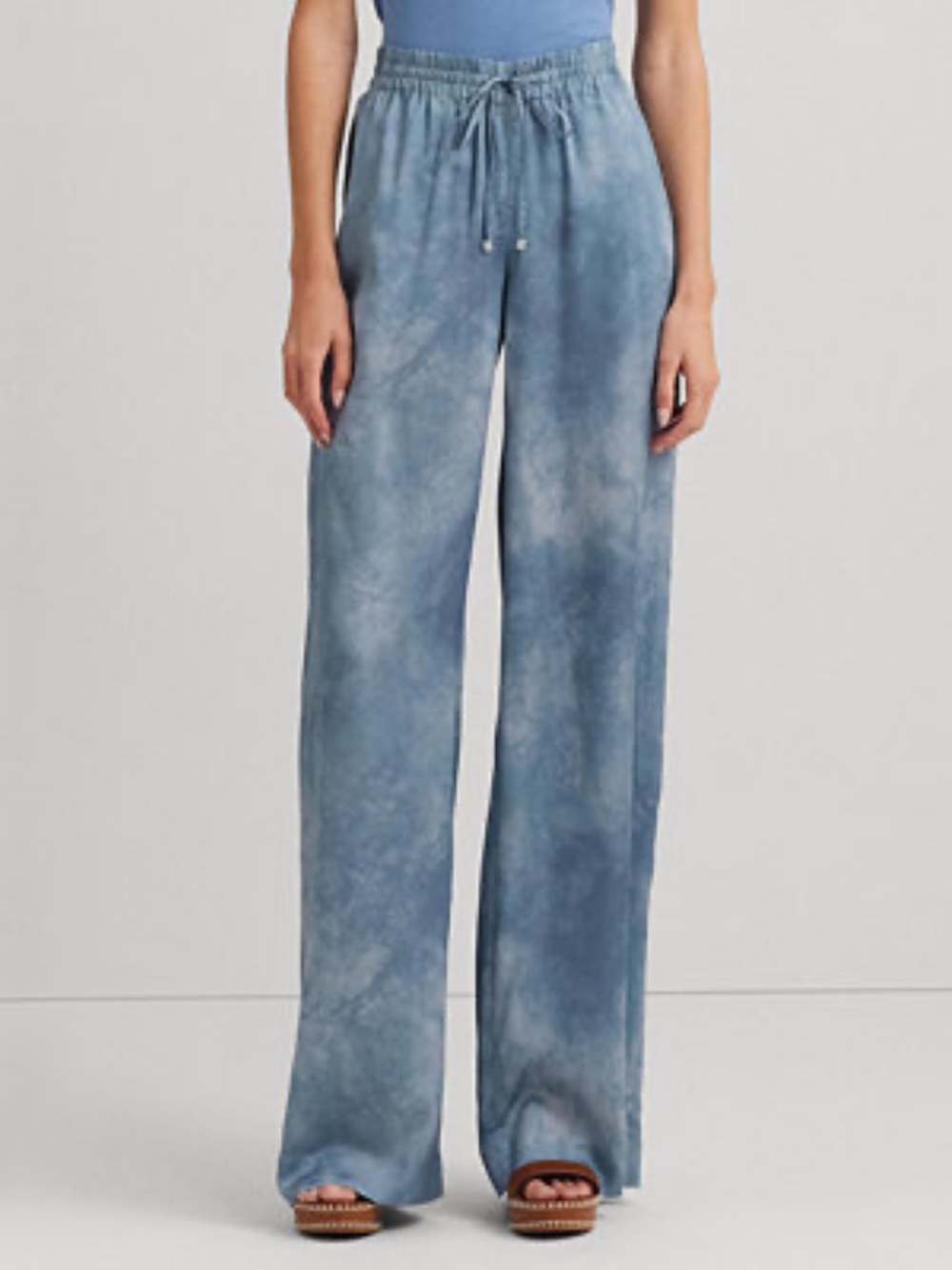 Lauren Ralph Lauren Women's Charmeuse Wide-Leg Pant Tie Dye Small Boho Luxe $175